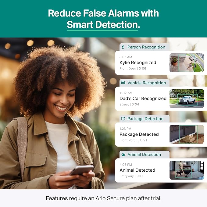 Arlo Essential Pan Tilt Security Camera 2K - Wired Plug-in Power Outdoor Camera, Person Recognition, Package Detection, Animated Preview, 1-Month Trial of Secure Plan, Auto Motion Tracking, 1 Cam