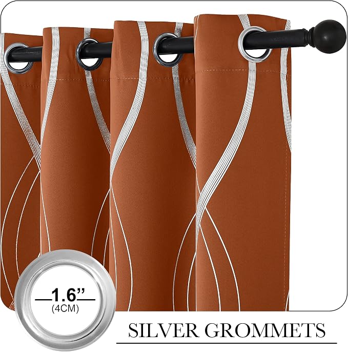 NICETOWN Burnt Orange Fall Blackout Curtain Panels - Image 3