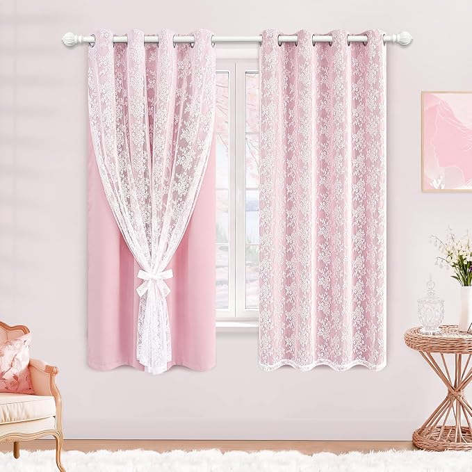 Yinhua Pink Blackout Curtains for Bedroom Double Layer Nursery Curtains for by yinhua