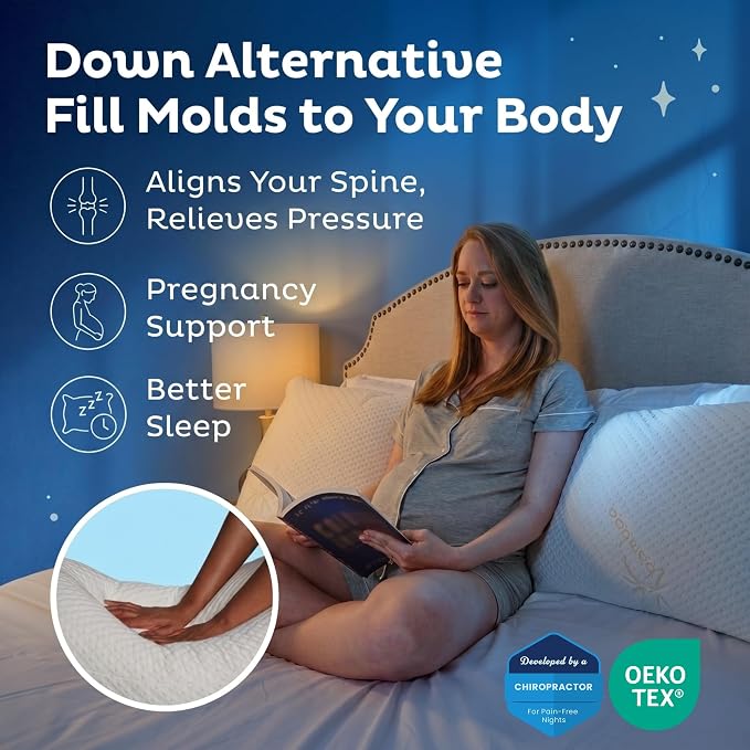 Body Pillow for Adults, Cozy Comfort Down Alternative Pregnancy Pillows - Image 2