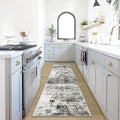 2'6''x8' Runner Rugs Washable Rug:Modern Abstract Hallway Black Grey Carpet | by GENTDRIZZ