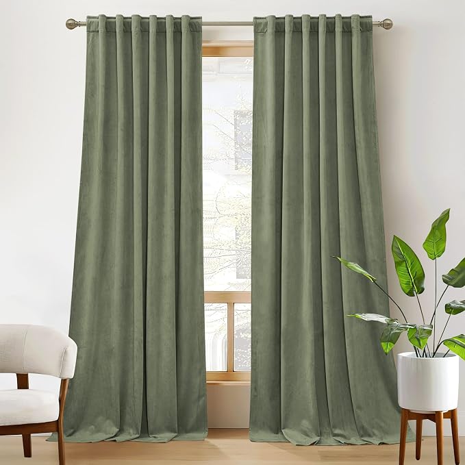 RYB HOME Velvet Curtains 102 inches Long, Extra Long High Ceiling Curtains | by RYBHOME