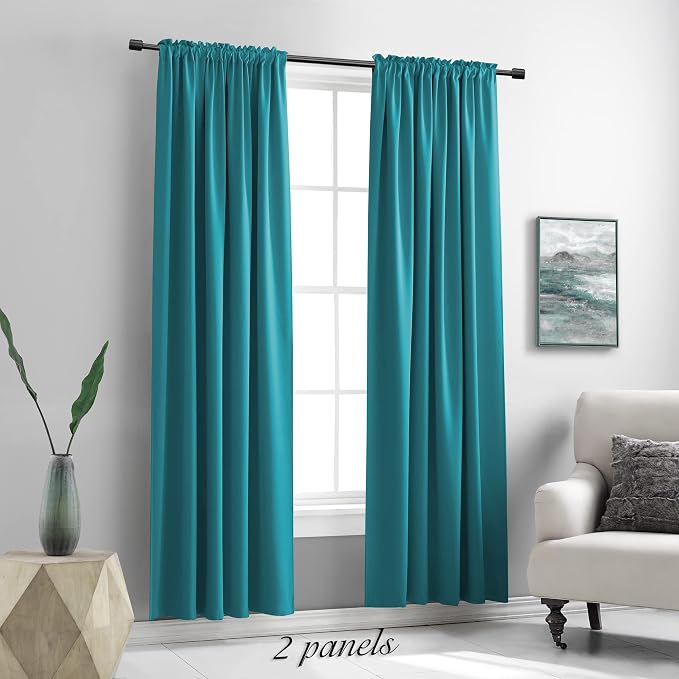 84 Inch Teal Blackout Curtains for Craft Room - Image 2
