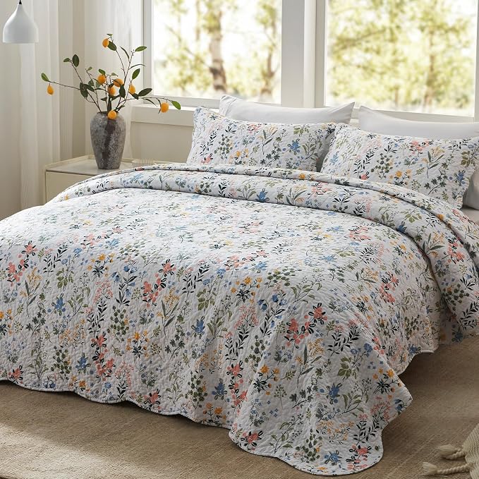 3-Piece Full Queen Size Quilt Set Lightweight Bedspread Coverlet 90''x98'' by LEAONME