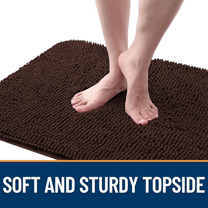 OLANLY Dog Door Mat for Muddy Paws 59x32, Absorbs Moisture and Dirt, Absorbent Non-Slip Washable Doormat, Quick Dry Chenille Mud Mat for Dogs, Entry Indoor Entryway Carpet for Inside Floor, Brown
