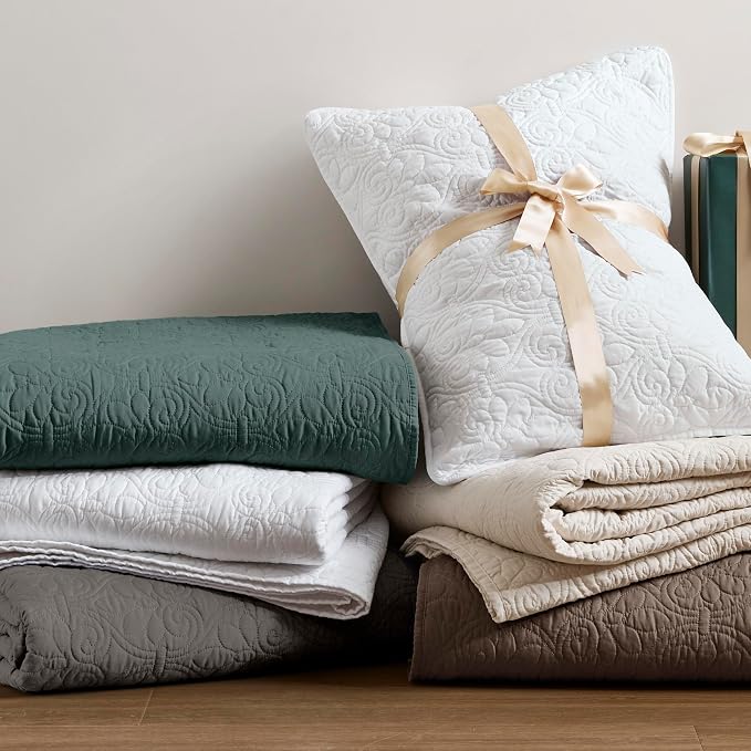 Madison Park Queen Quilt Bedding Set, Cottage-Inspired Damask, Classic Stitch - Image 6