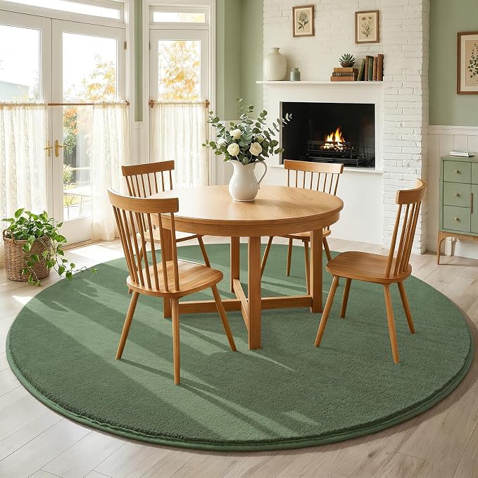 Sage Green Round Area Rugs 5ft Circle Rugs - Image 9