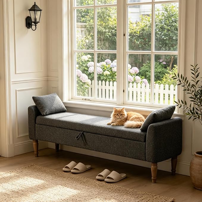 Chifee & Vingol 66" W Storage Benches End of Bed Bench - Image 6