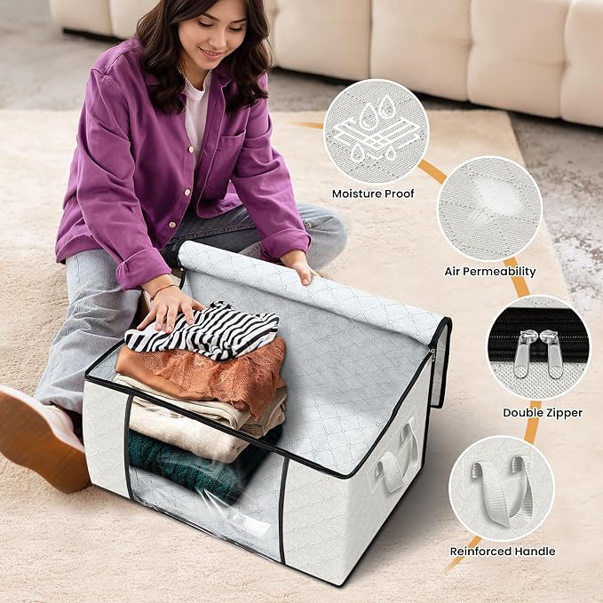 10 Pack Storage Bags for Clothes Blanket Storage Bins - Image 4