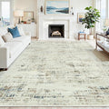10x14 Washable Area Rug for Living Room Bedroom: Non-Slip Modern Gray White | by Oriannal
