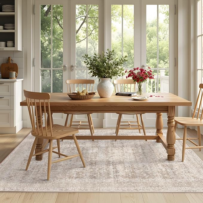 Latte&Fog 5x7 Beige Rug for Living Room，Washable Area Rugs for Bedroom | Non - Image 5