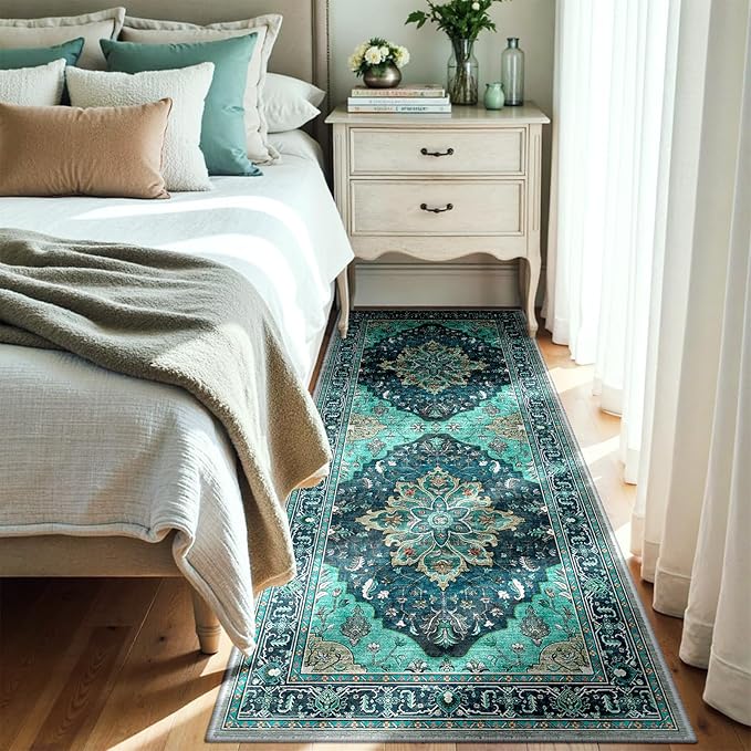 RELEANY Washable Area Rug, Runner 3'x6', Teal | Non-Slip, Water Repellent - Image 2