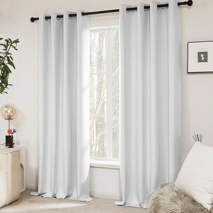 Deconovo 100% Blackout Curtains, Living Room Curtains Jacquard, 2 Panels - Image 5
