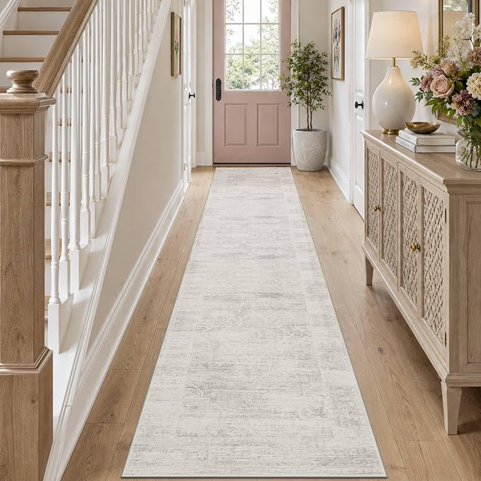 Latte&Fog Hallway Runner Rug 2x10 Non Slip Washable Ivory Rugs by LatteFog