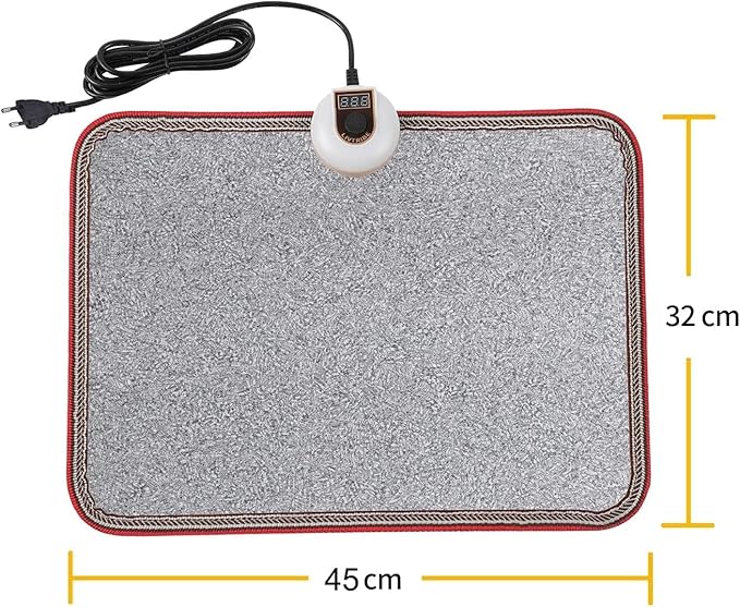 AC 110V Heated Floor Mat for Foot, Gray Carbon Crystal Heating Pad, Electric Heated Foot Warmers for Office, Home