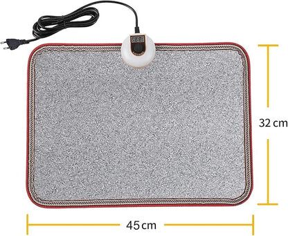 AC 110V Heated Floor Mat for Foot, Gray Carbon Crystal Heating Pad, Electric Heated Foot Warmers for Office, Home
