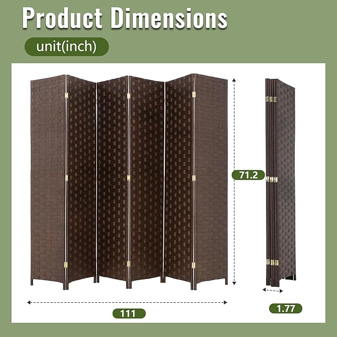 FDW Room Divider Wood Screen 6 Panel Folding Portable Partition Screens Wooden - Image 7