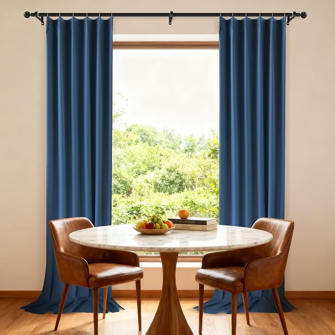 Etherealveil Navy Blue Pinch Pleated Blackout Curtains 2 Panels 40"x108" | Back - Image 4