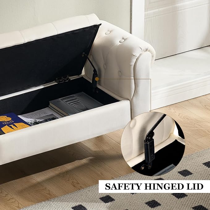 Storage Bench for End of Bed Bedroom, 39.7" Modern Ottoman Bench - Image 6