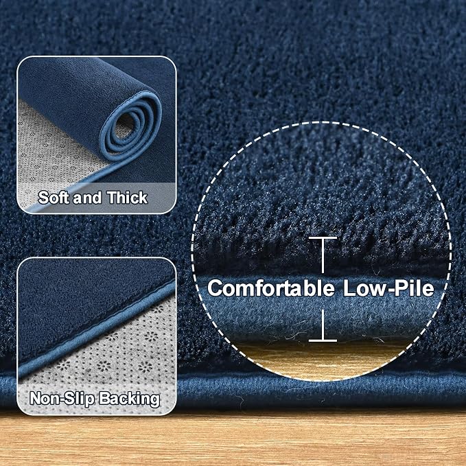 Navy Blue Area Rugs for Bedroom Living Room, 5x8 Memory Foam Rug | Thickened - Image 5
