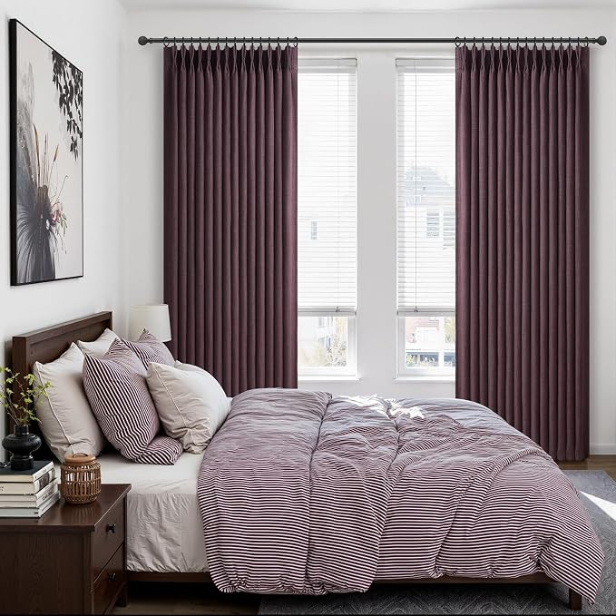 Pinch Pleated Purple Curtains 90 Inches Long 2 Panels Set - Image 7