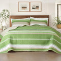 Whale Flotilla Reversible Green Print Quilt Twin Size by WHALEFLOTILLA