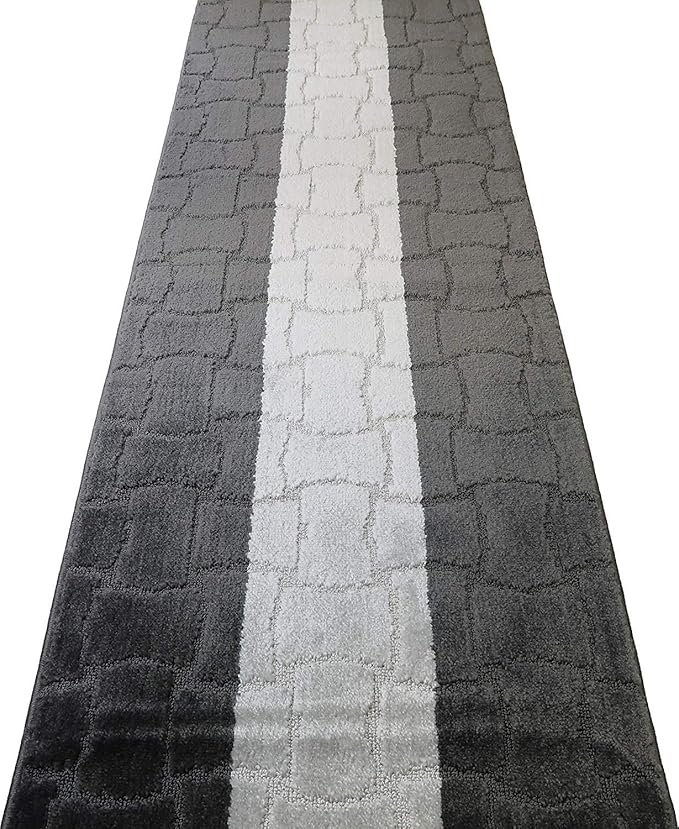 Custom Length Hallway Runner Rug,Slip Resistant,Puzzle Anthracite, 26 Inch X 26 feet, Sold and Priced Per Foot