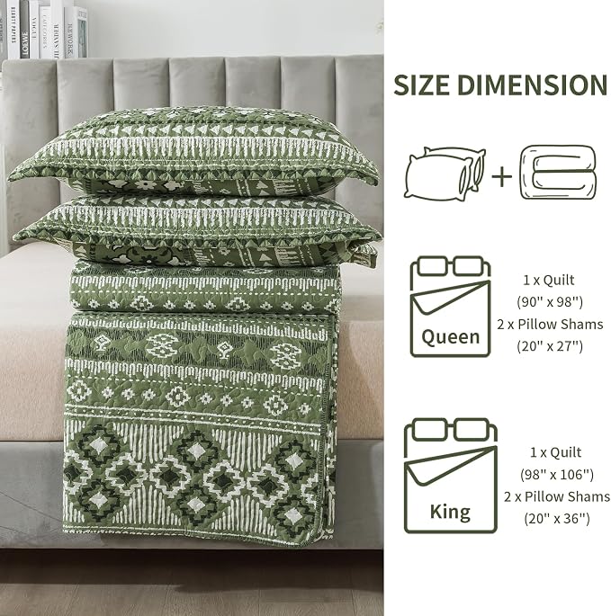 BEDIFANY Quilts King Size, Reversible Lightweight Boho Bedspread | Geometry - Image 7
