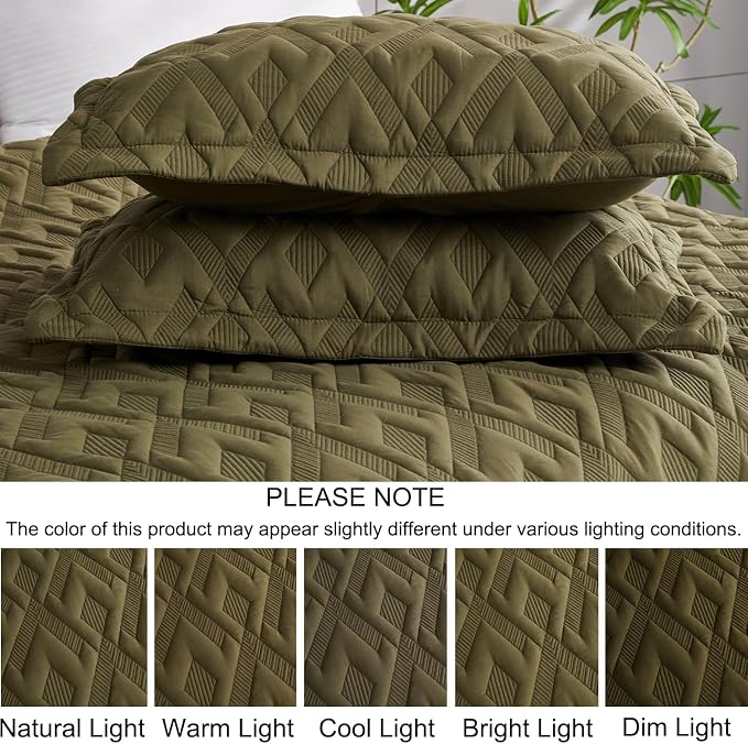 Cmfshape Diamond Embroidery Quilt Set, 3 Pieces Queen Quilt Bedding Set - Image 5