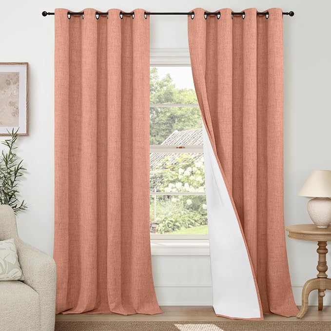 95 Inch Long Terracotta Blackout Curtains by Lajode