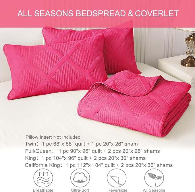 Exclusivo Mezcla Quilt King Size, Hot Pink | Soft Bedspreads - Image 6