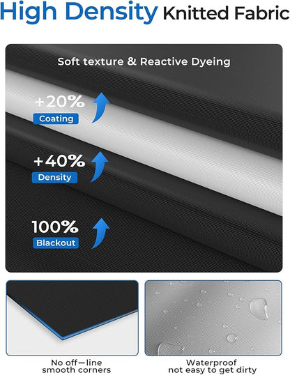 Sumobaby Blackout Curtains for Bedroom Portable 51"x64",No Drill Blackout Shades with Upgraded Hook&Loop Tapes,100% Black Out Window Cover,Thermal Insulated Blinds for Bedroom,Nursery(1 Panel,Black)