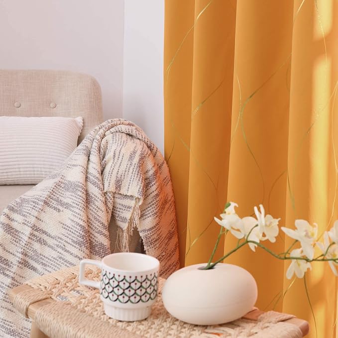 Deconovo Curtains for Living Room, Pattern Blackout Curtains 45 Inches Long | - Image 5