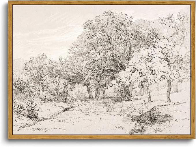 OIQArtOIQ Vintage Landscape Canvas Wall Art Framed Natural Scenery Painting by OIQArtOIQ