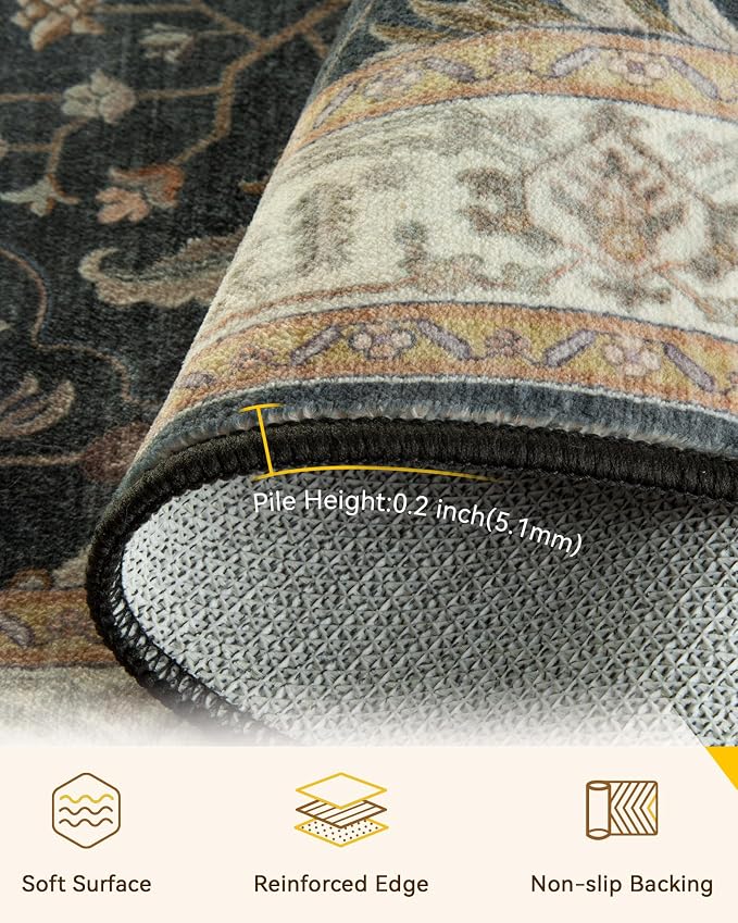 RELEANY Washable Area Rug, Runner 2'x6', Water Repellent, Pet Friendly - Image 4