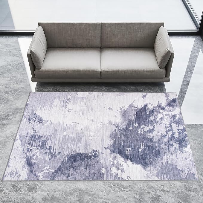 Ompaa Living Room Rug 5x7 Light Grey Area Rug Machine Washable Boho Rug Non - Image 5