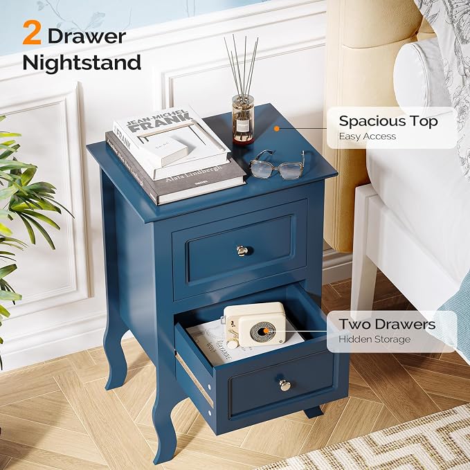 Bonnlo Blue Nightstand Set of 2, Kids Room, Living Room, 15.75" W x 11.8" D x - Image 9