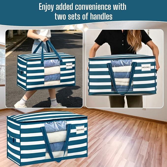 VENO Moving Bags, Wide Open Top, Classic Navy Stripe, 6 Pack | Moving boxes - Image 5