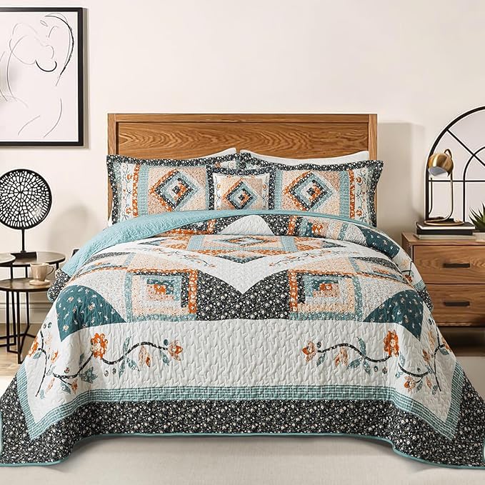 BEDIFANY Cotton California King Size Quilt Sets, Farmhouse King Bedspread | by BEDIFANY