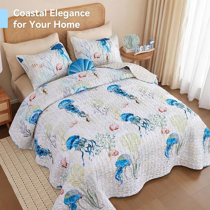 weigelia Coastal Quilt Bedding Set Queen Size - Image 4
