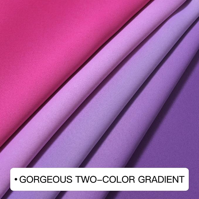 COSVIYA Grommet Ombre Blackout Pink and Purple Curtains, W52 x L63 inch | Room - Image 6