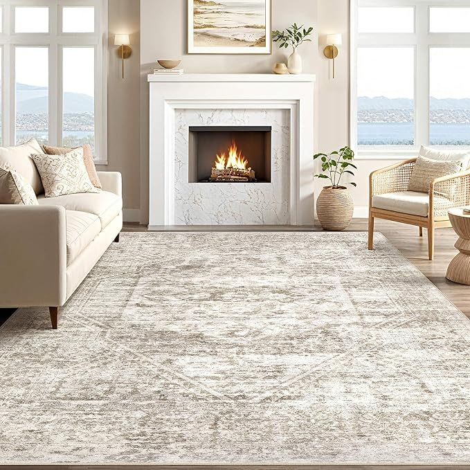cotiled 8x10 Area Rug for Living Room, Traditional, Distressed Light Brown - Image 5