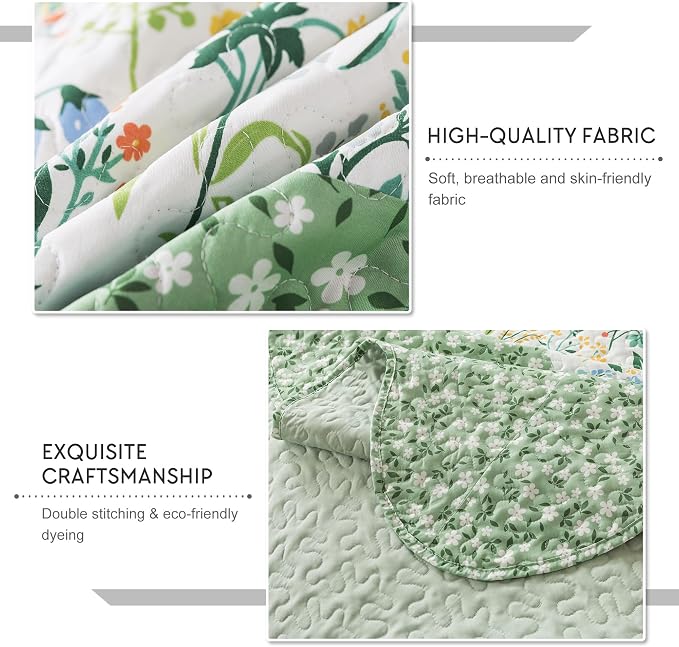 3-Piece Floral Quilt Super King Quilt Bedding Set, Ultra Soft & Fade Resistant - Image 4