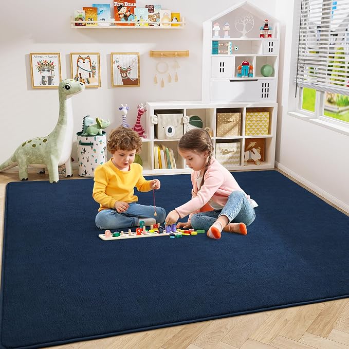 Navy Blue Area Rugs for Bedroom Living Room, 6x9 Memory Foam Rug | Thickened - Image 3