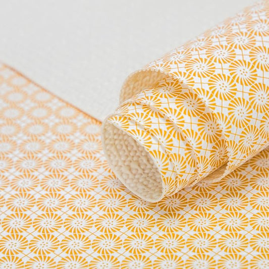 RAY STAR 12X120 Inch Shelf Liner for Kitchen Cabinets, Non-Adhesive Cabinet Liner Washable, PVC Drawer Liner for Dresser Non-Slip Bathroom (Yellow Circle)(4 Roll)