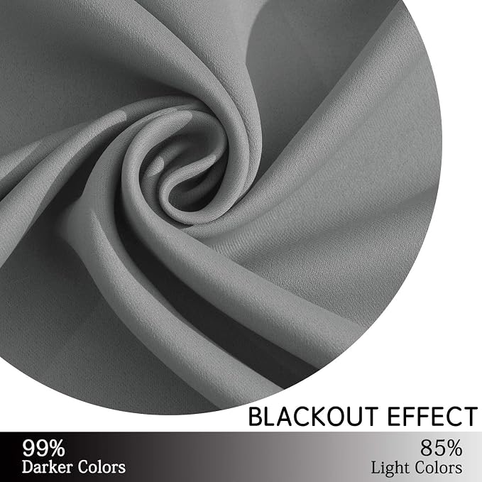 Yakamok Blackout Curtains 38x84 inch Grey Thermal Drapes-Bedroom | 2 panels - Image 5