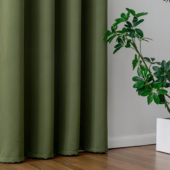 IGEMAEVE Blackout Curtains for Bedroom Grommet Olive Green 52" W x 96" L | - Image 5