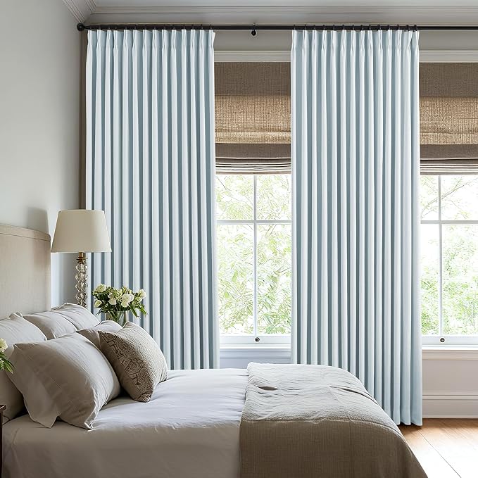 AUSSPVOCT Pinch Pleated 90 Inch Linen Curtains 100% Blackout - Image 4