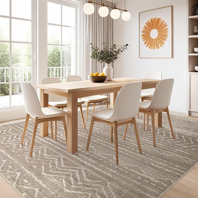 Nakagishi Boho 7x9 Area Rug Living Room Rugs Machine Washable Dark Brown | Soft - Image 7