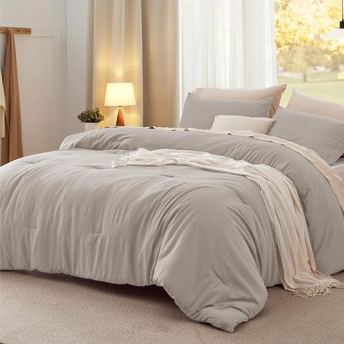 Bedsure Full Comforter Set, Linen Soft Prewashed Bedding by Unknown